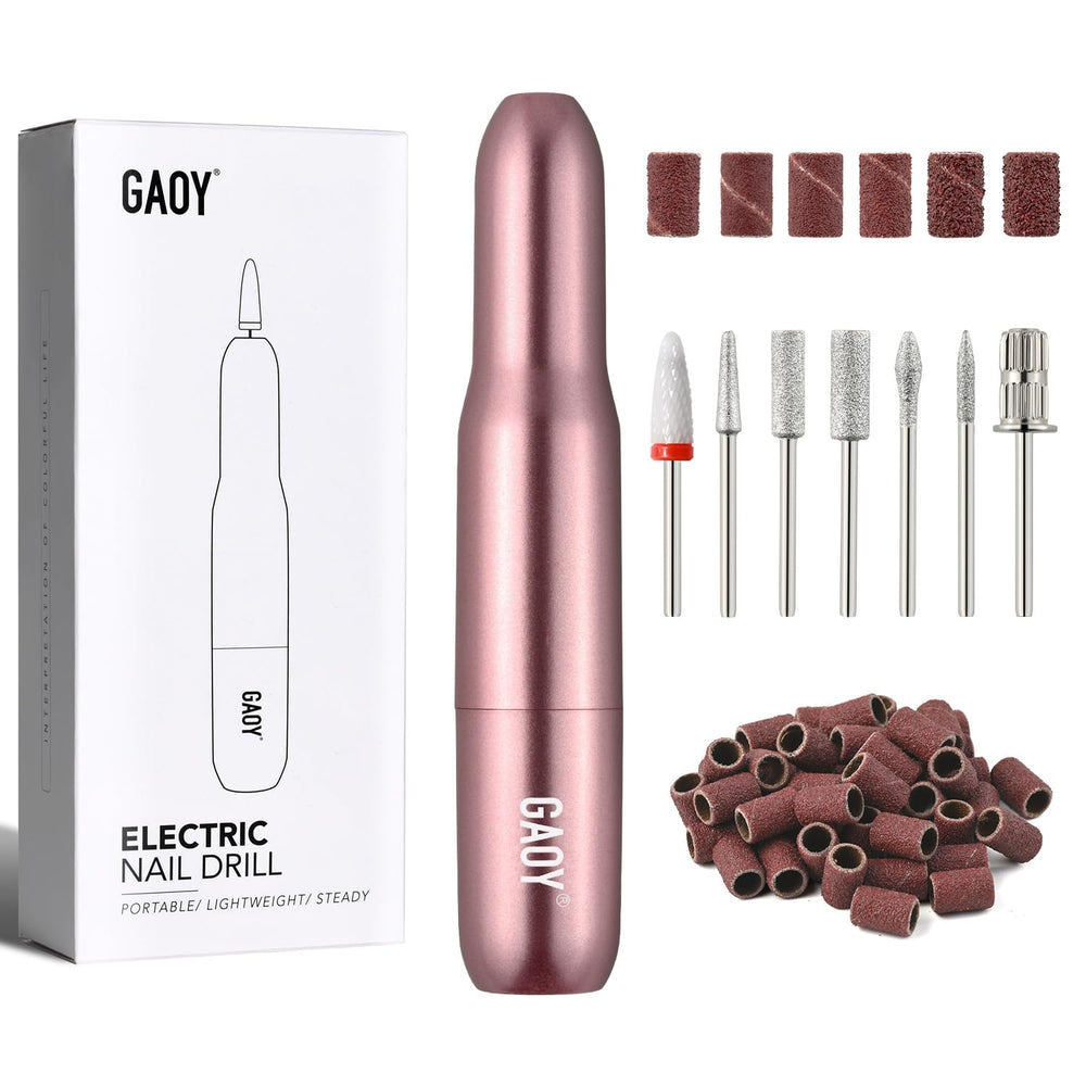GAOY electric nail drill with ceramic bit for precise acrylic and gel shaping.