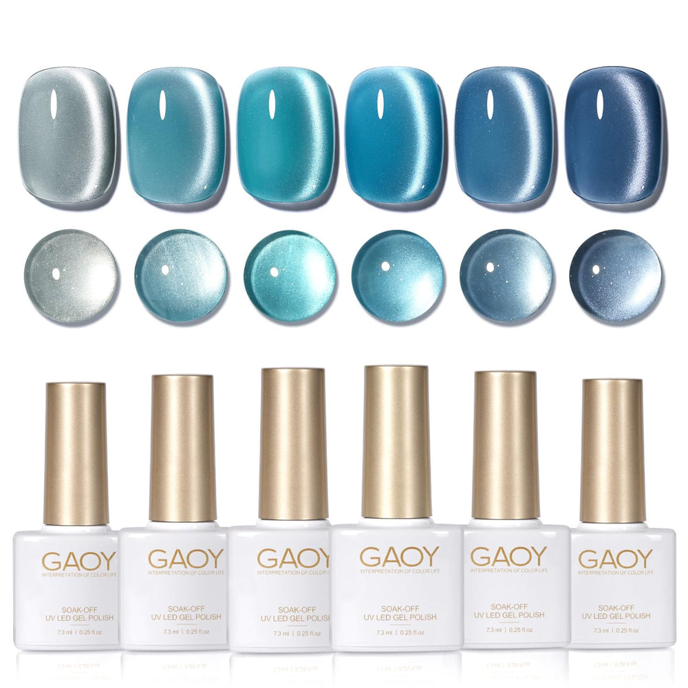 GAOY esmalte gel ojo de gato azul con imán para brillo holográfico