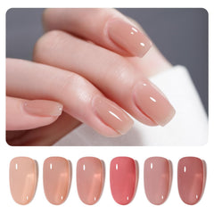 GAOY Esmalte gel rosado leche en un conjunto de 6 colores para uñas elegantes.