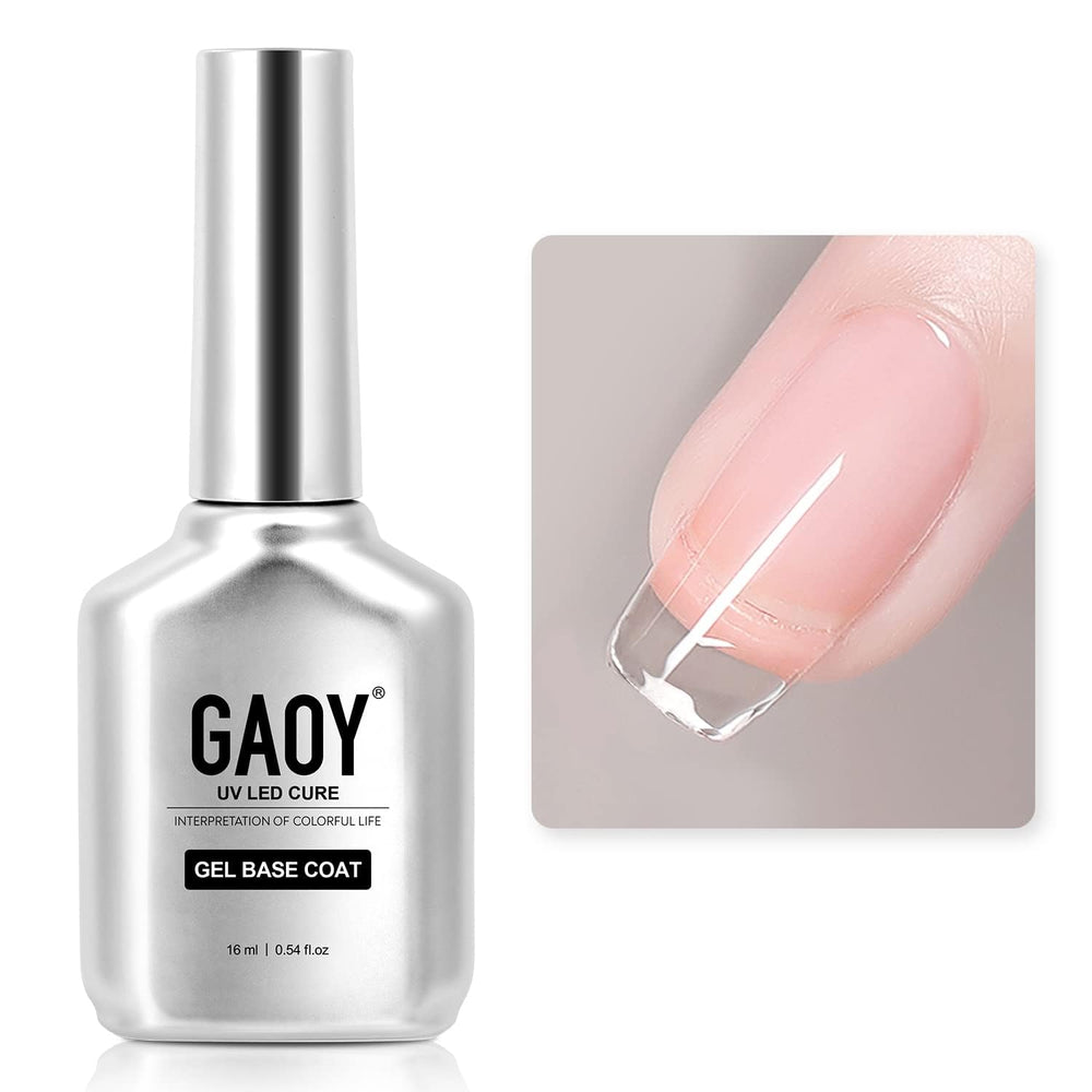 GAOY Gel Base Coat clear bottle ready for flawless nail art prep.