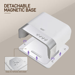 GAOY gel-curing lamp with timers 30s, 60s, 99s, and 120s for flexibility.