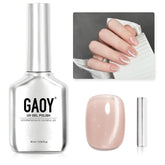 GAOY Glassy Cat Eye Gel Nail Polish in sparkling nude for at-home salon shine.