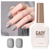 GAOY gray gel nail polish bottle front view for at-home long-lasting manicure.