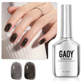 GAOY Jelly Nude Black gel polish bottle for at-home manicure with sheer depth.
