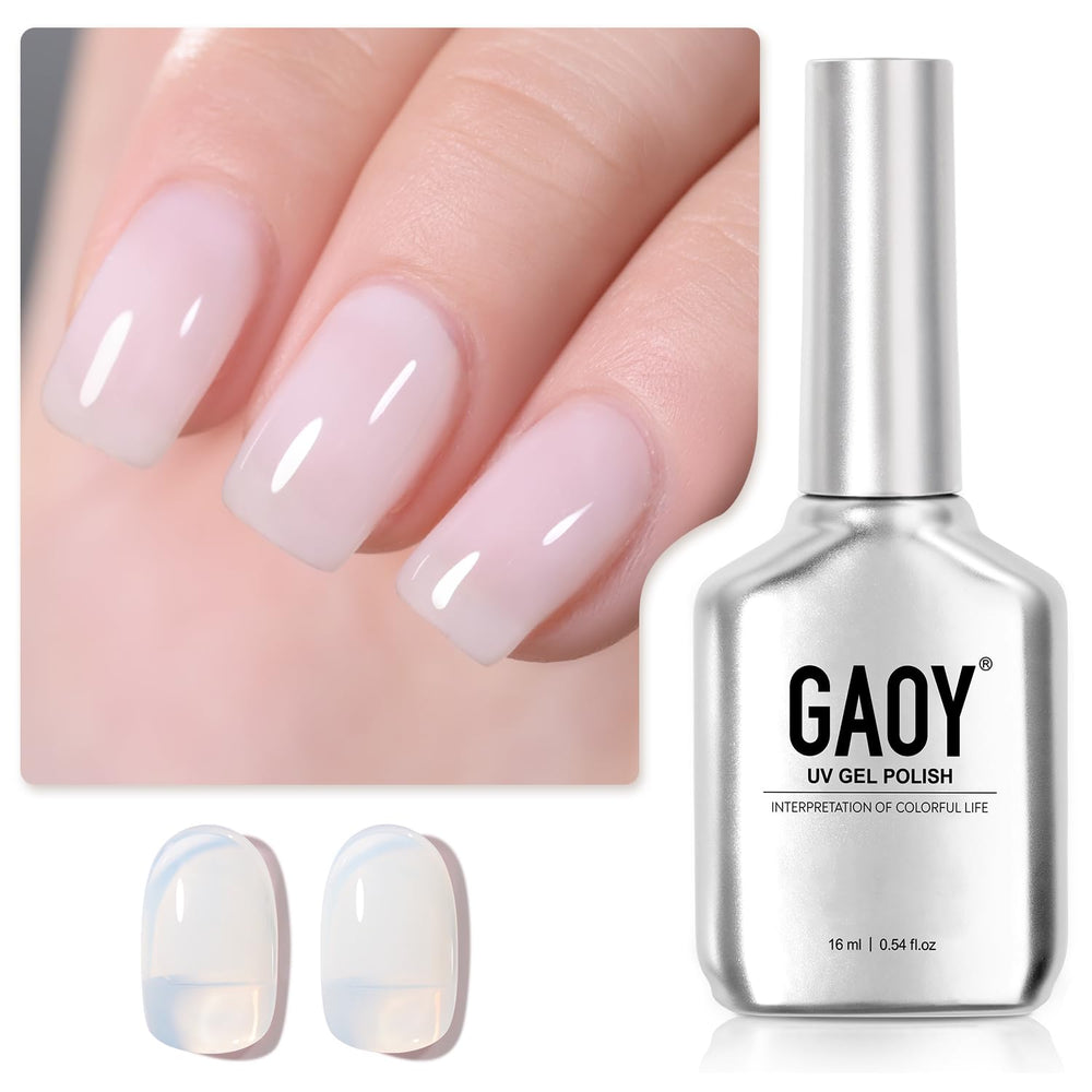 GAOY Jelly Nude bottle—sheer white gel for at-home nail art.