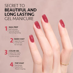 GAOY Jelly Nude with top coat creates a glossy jelly finish