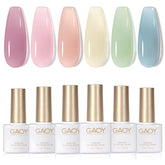 GAOY Jelly Verde Primavera, laca gel translúcida para un acabado ligero y duradero.