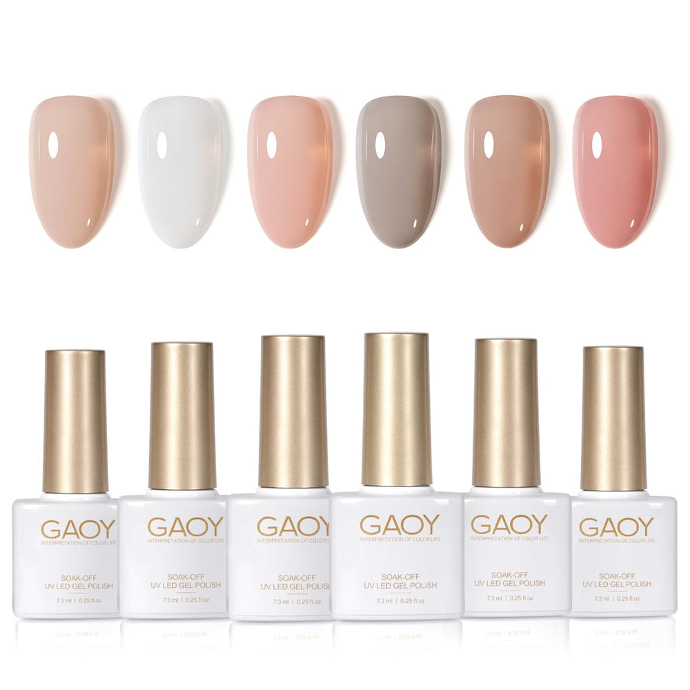 GAOY Jelly White Pink gel polish set displayed for at-home nail art inspiration