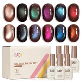 GAOY kit uñas gel ojo de gato marrón, imán incluido para efectos