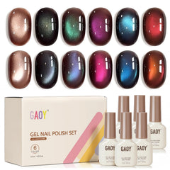 GAOY kit uñas gel ojo de gato marrón, imán incluido para efectos