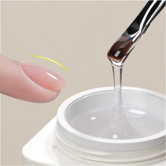 GAOY low-heat clear builder gel bottle delivering smooth, self-leveling nails.