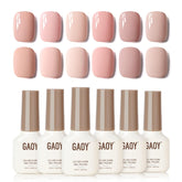 GAOY Macaron Set tonos crema rosa claro: brillo duradero para manicura diaria.