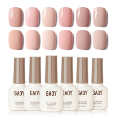 GAOY Macaron Set tonos crema rosa claro: brillo duradero para manicura diaria.