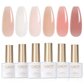 GAOY Milky Jelly Nude, set de gel translúcido en 6 colores para uñas con acabado suave