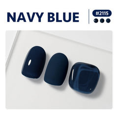 GAOY navy blue gel color application demonstrates even coverage for a professional look.