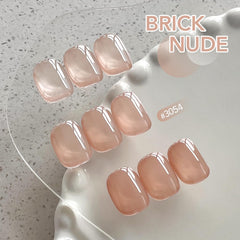 GAOY Nude Jelly Gel Nail Polish sheer layer close-up showing delicate brush strokes.