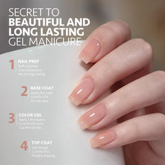 GAOY Nude Jelly Gel Polish layer on nail shows jelly finish