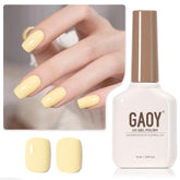 GAOY Pastel Yellow gel nail polish bottle for at-home DIY manicure with lasting color.