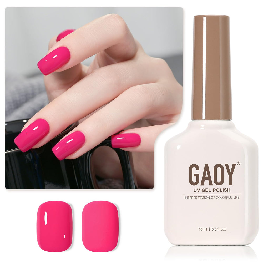 GAOY pink gel nail polish bottle close-up for home manicure