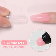 GAOY Poligel rosado en uso para extensión suave de uñas