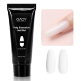 GAOY poly gel 60g en bote blanco para uñas, uso en casa.