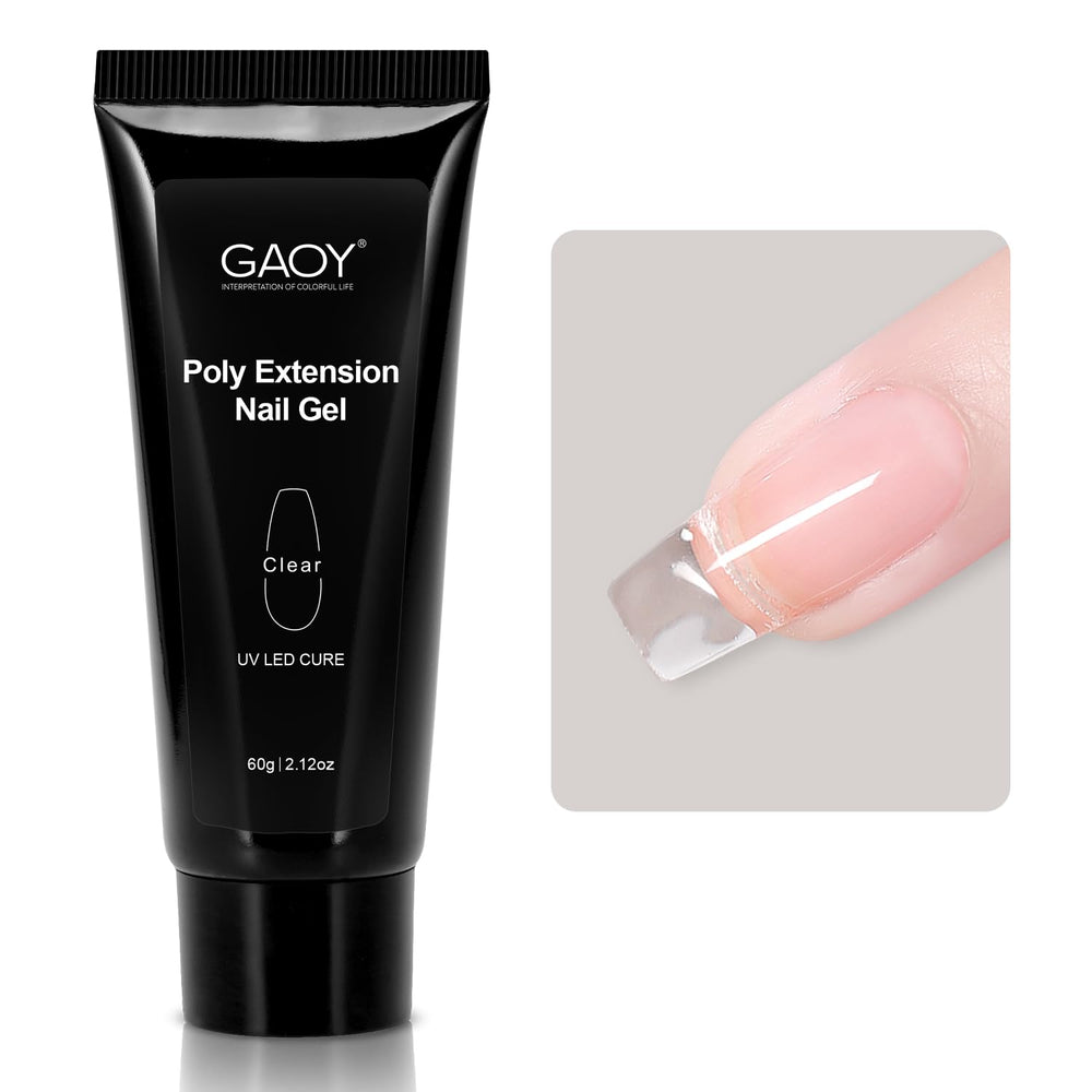 GAOY Poly Gel: bote 60 g de claridad para uñas limpias y extensiones.