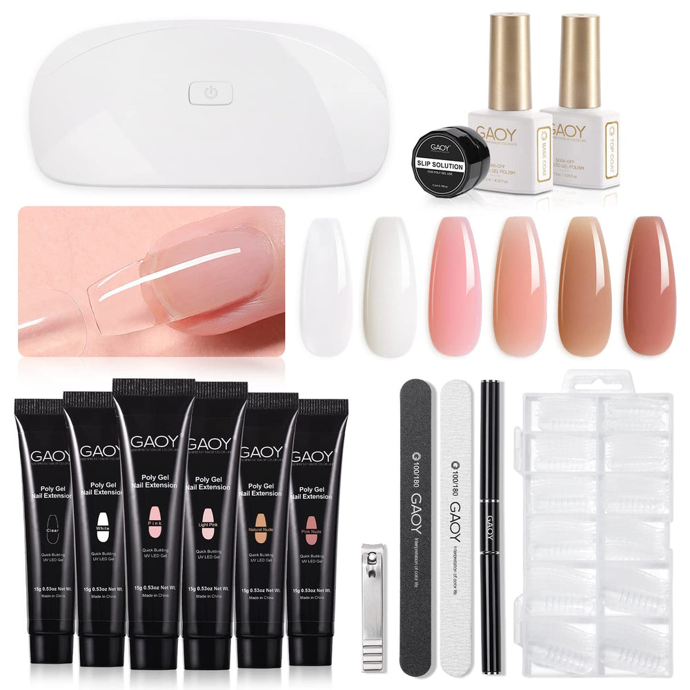 GAOY poly gel nail kit six-color set for versatile at-home nail art.