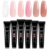 GAOY Poly Gel Set con seis colores rosa nude para uñas duraderas.
