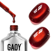 GAOY Red Cat Eye Gel Nail Polish bottle with magnet for at-home cat-eye shimmer