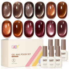 GAOY set de esmalte gel ojo de gato con brillo para uñas