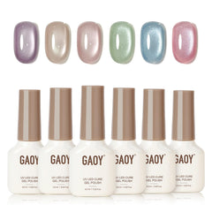 GAOY set de gel veraniego con 6 colores y efecto ojo gato para uñas llamativas