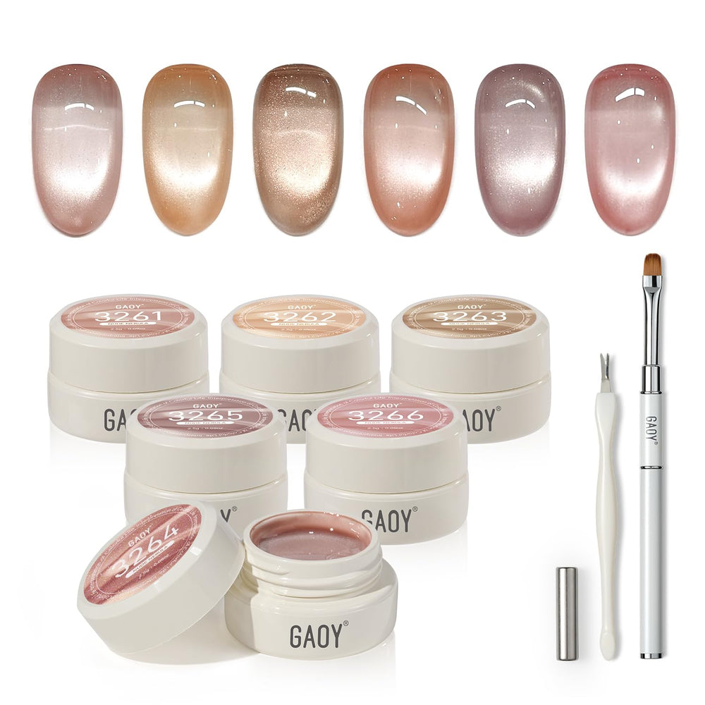 GAOY Sheer Nude Cat Eye with magnet demonstrating cat-eye effect for salon-ready nails