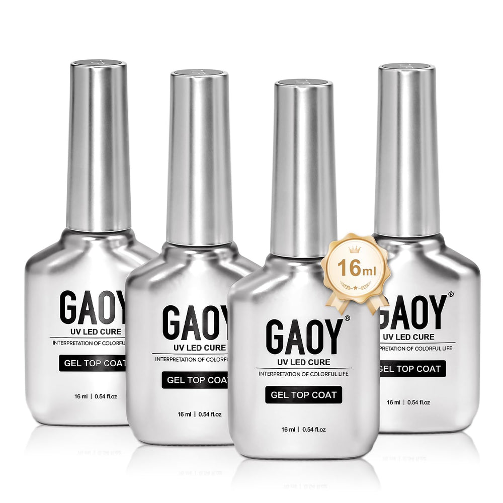 GAOY top coat bottle set delivers a glassy clear, high-gloss manicure.