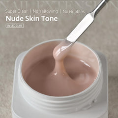 GAOY poly gel natural-looking extension with subtle color and smooth finish.
