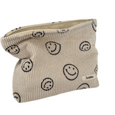 Gardsell corduroy cosmetic bag with smile dots, ideal for portable makeup storage on the go.