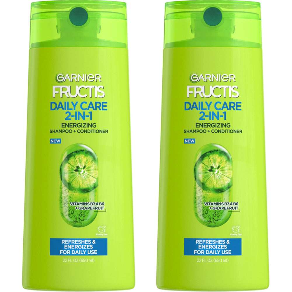 Garnier Fructis Daily Care 2 en 1 en botella, energiza el cabello para un brillo saludable.