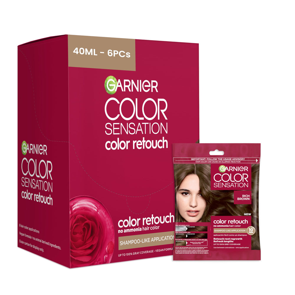 Garnier Color Retouch packaging shown with kit for quick root touch-ups.