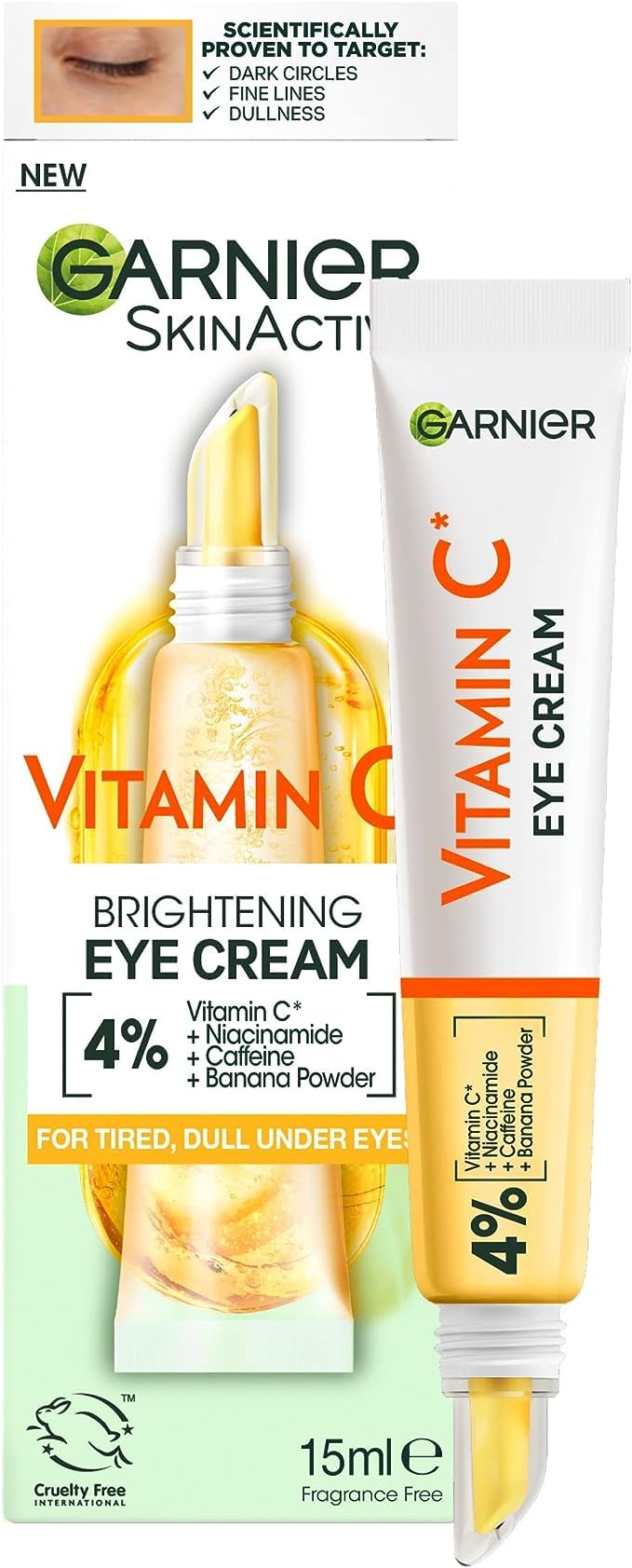 Garnier crema ojos 4% vitamina C en bote para iluminar la mirada