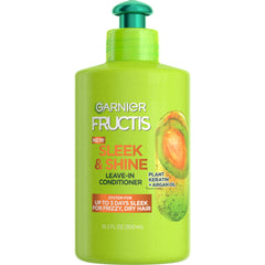 Garnier Fructis Sleek & Shine leave-in bottle ready to smooth frizz.