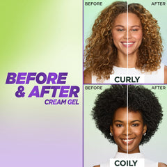 Cream-gel swirled into slightly damp hair for defined, bouncy curls