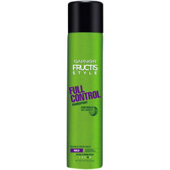 Garnier Fructis Style Full Control hairspray bottle with 24-hour hold.