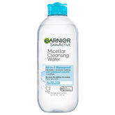 Garnier Micellar Water bottle front, all-in-one cleanser for makeup removal.