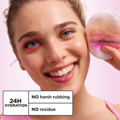 Garnier Micellar Water eye-area use shown for safe makeup removal around eyes.