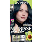 Garnier Nutrisse BL21 Blue Black box front shows bold shade option for dark hair