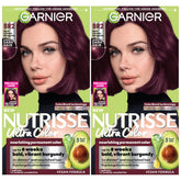 Garnier Nutrisse BR2 Burgundy packaging showing Passion Fruit shade for rich burgundy.