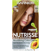 Garnier Nutrisse Ultra Coverage packaging shows shade 630 and gray coverage.