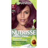 Garnier Nutrisse Ultra Creme bottle close-up shows nourishing oils for color preparation