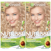 Garnier Nutrisse Ultra Creme bottle poured for even application.