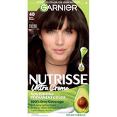 Garnier Nutrisse Ultra Creme color kit contents ready for at-home color application.