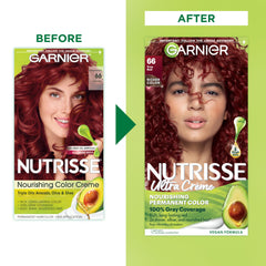 Garnier Nutrisse oil ampoule with avocado and oils around color mixing.
